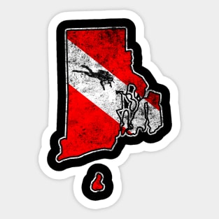 Rhode Island Dive Flag Scuba Diving State Map Dive Flag Distressed Sticker